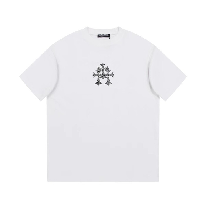 クロムハーツメンズホワイトクルーネック半袖Tシャツh187