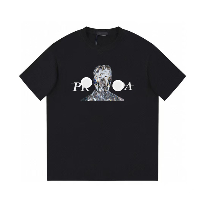 プラダメンズクルーネックブラック半袖Tシャツr662