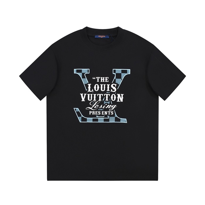 ルイヴィトンメンズクルーネックブラック半袖Tシャツv1691