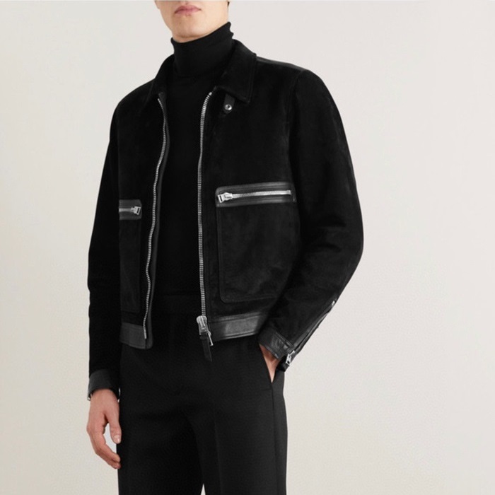 トムフォードメンズブラックレザージャケットf59