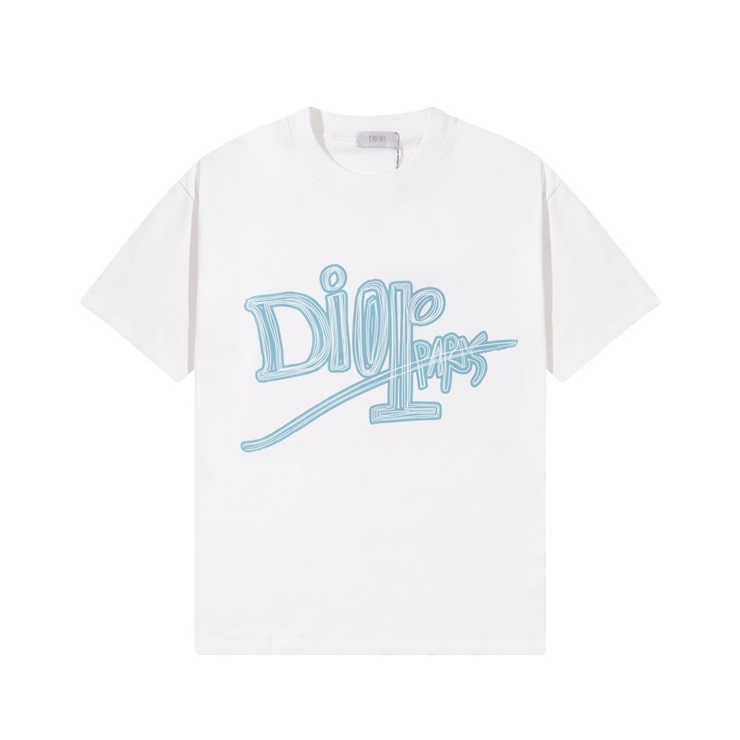 ディオールメンズホワイトクルーネック半袖Tシャツi600