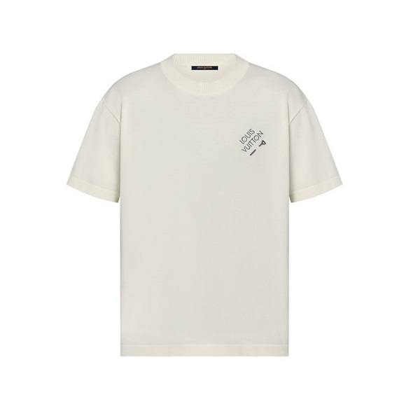 ルイヴィトンメンズクルーネックアイボリー半袖Tシャツv1701