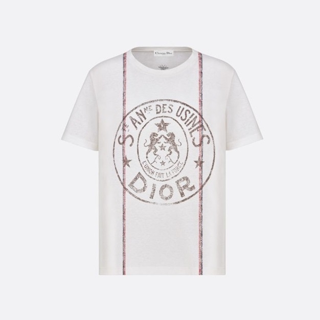 ディオールレディースホワイトクルーネック半袖Tシャツi614