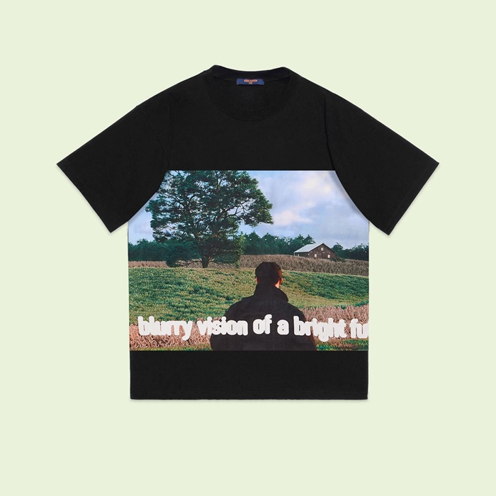 ルイヴィトンメンズクルーネックブラック半袖Tシャツv1704