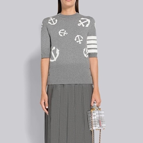 トムブラウンレディースグレー半袖Tシャツh77