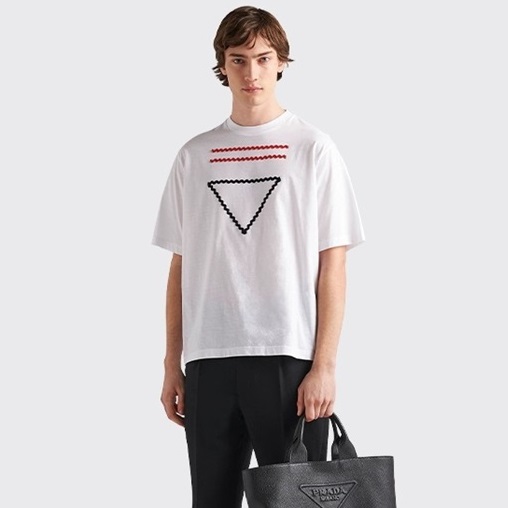 プラダメンズクルーネックホワイト半袖Tシャツr676