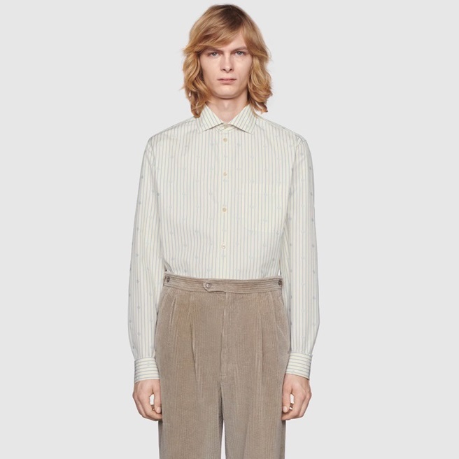 グッチメンズトレンディアイボリーシャツu929