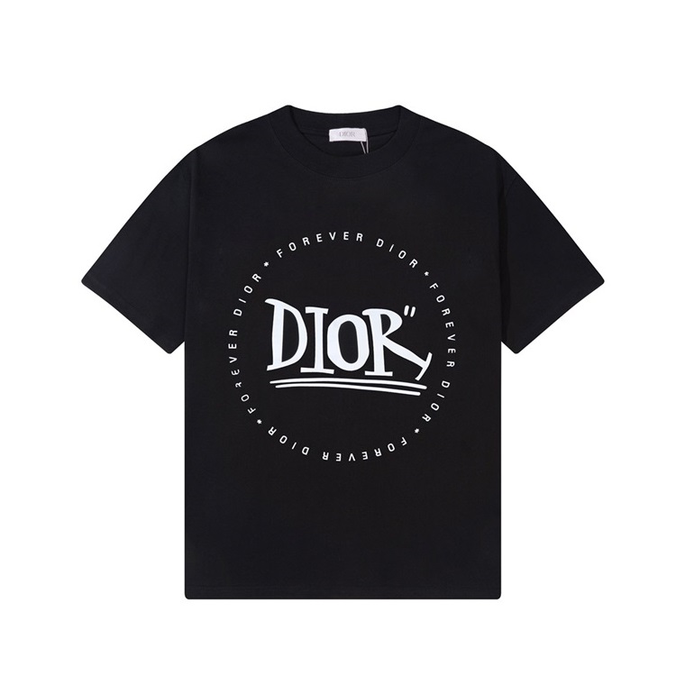 ディオールメンズブラッククルーネック半袖Tシャツi627