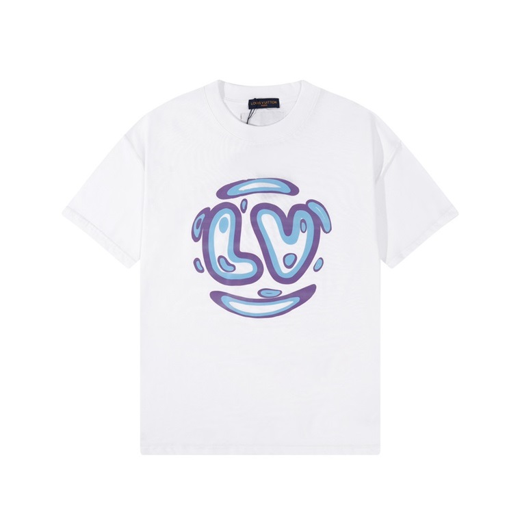 ルイヴィトンメンズクルーネックホワイト半袖Tシャツv1708