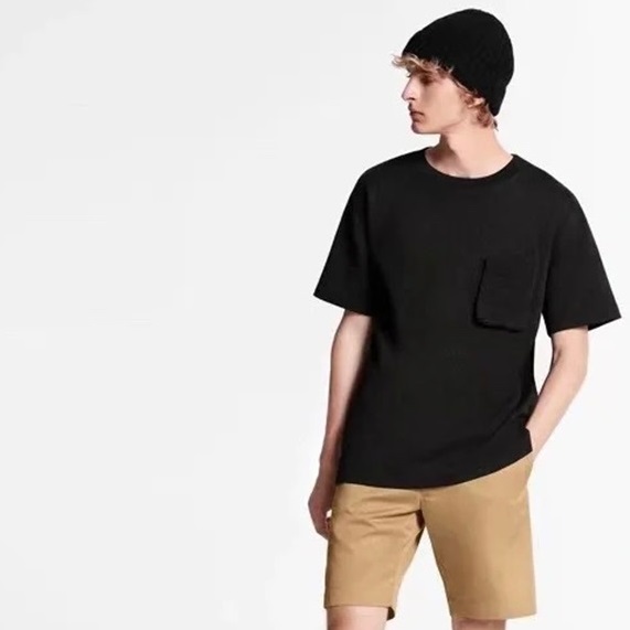 ルイヴィトンメンズクルーネックブラック半袖Tシャツv1725