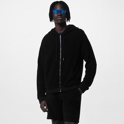 ルイヴィトンメンズブラックジップアップフーディv1734