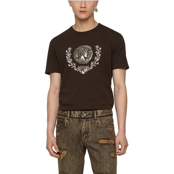 ドルチェ＆ガッバーナメンズキャメル半袖Tシャツl476