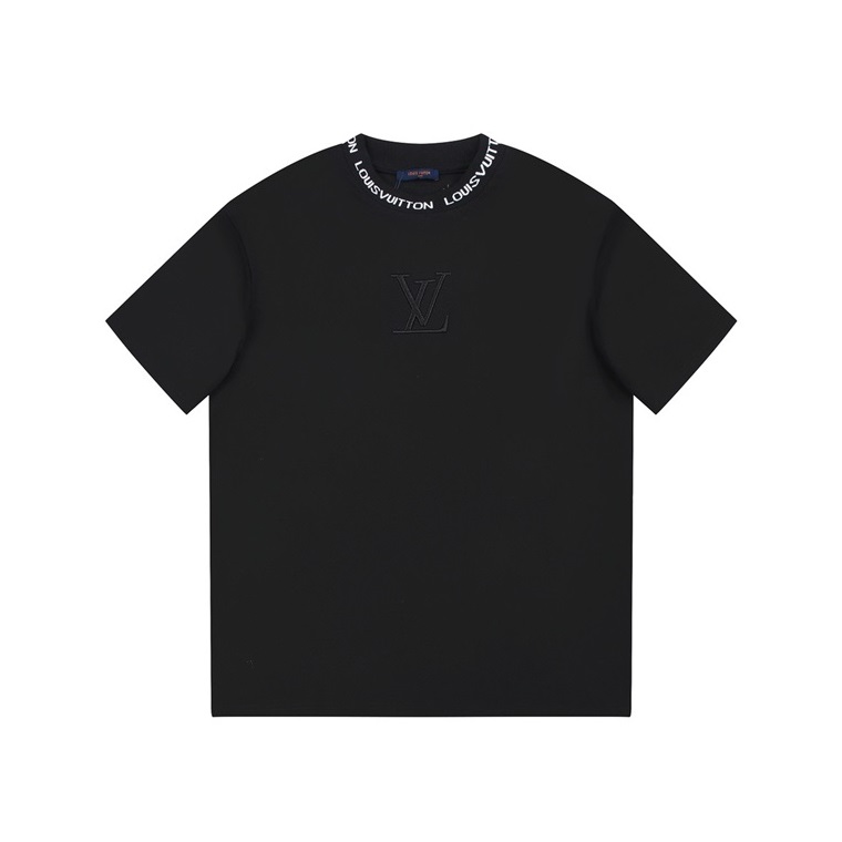 ルイヴィトンメンズクルーネックブラック半袖Tシャツv1735