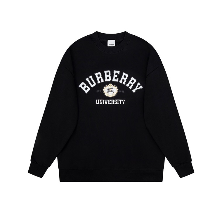 バーバリーメンズクルーネックブラックスウェットシャツu261