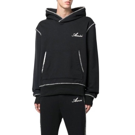 アミリメンズブラックフーディr129