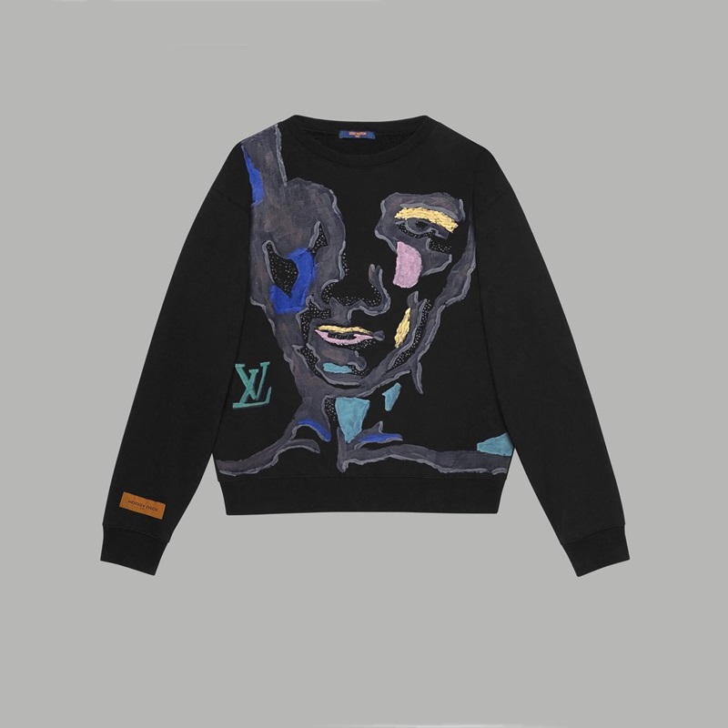 ルイヴィトンユニセックスブラックスウェットシャツv1753