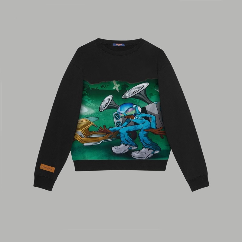 ルイヴィトンユニセックスブラックスウェットシャツv1755