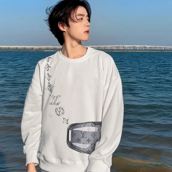 ルイヴィトンユニセックスホワイトスウェットシャツv1766