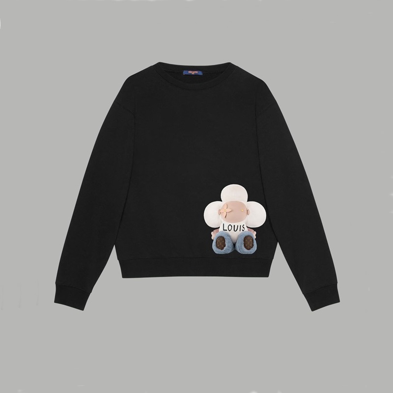 ルイヴィトンユニセックスブラックスウェットシャツv1770