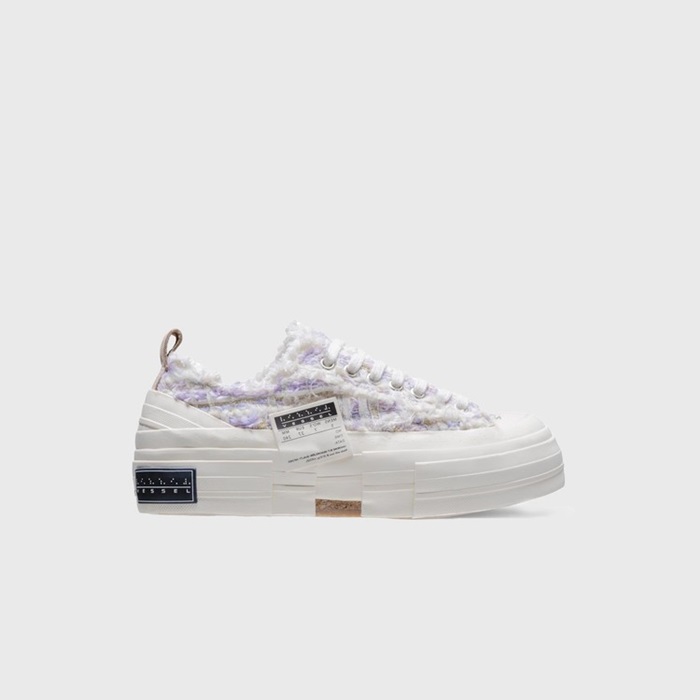 エックスヴェッセルユニセックスローミックスツイードラベンダースニーカー.v04
