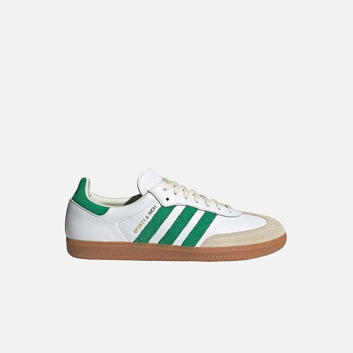 アディダスオリジナルスユニセックスサンバクラウドホワイト/グリーンスニーカーd02