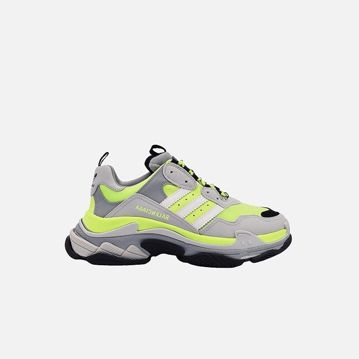 バレンシアガアディダスユニセックストリプルグレー/グリーンスニーカーa590