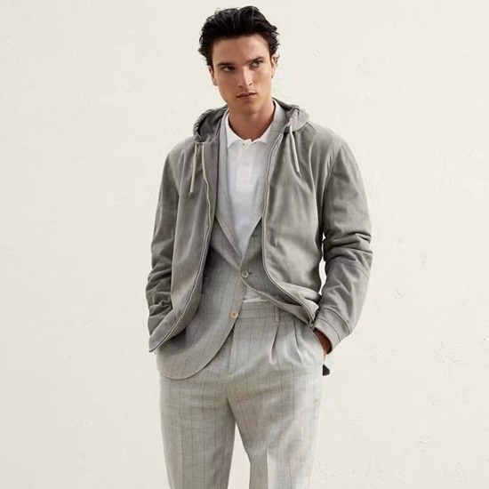 ブルネロクチネリメンズグレージャケットu74