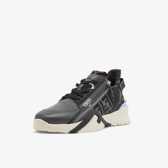 ェンディメンズイニシャルブラックスニーカーe196