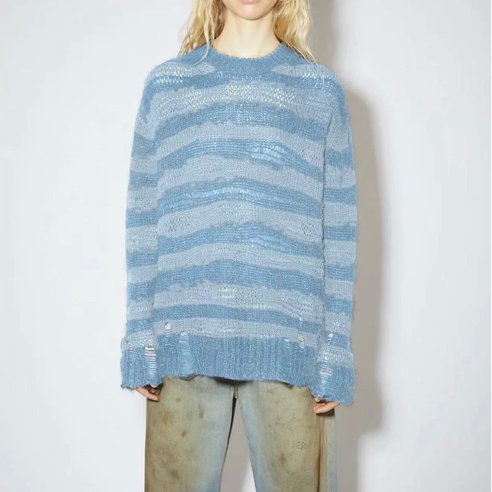 アクネストゥディオズレディースクルーネックブルーニットe223