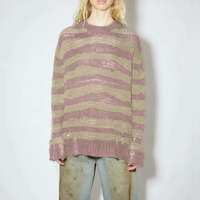 アクネストゥディオズレディースクルーネックピンクニットe224