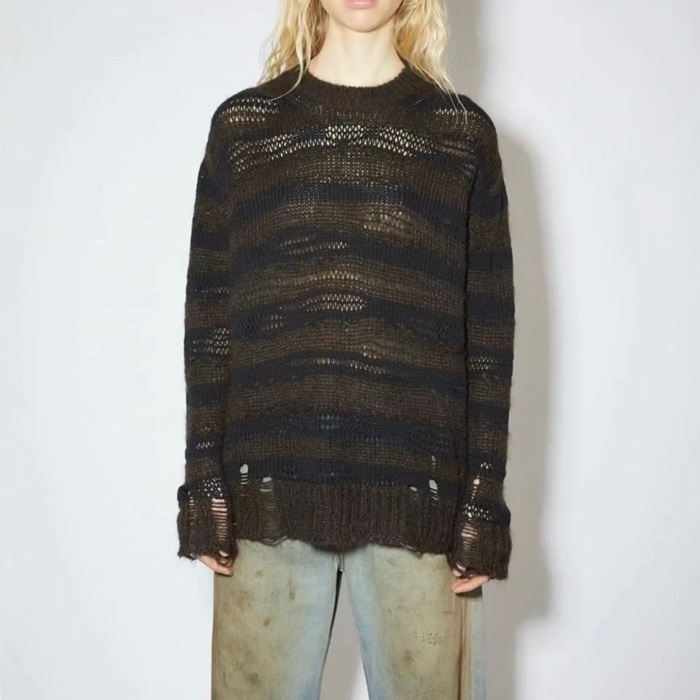 アクネストゥディオズレディースクルーネックブラックニットe225