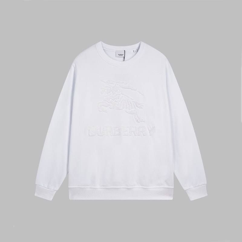 バーバリーメンズクルーネックホワイトスウェットシャツu291
