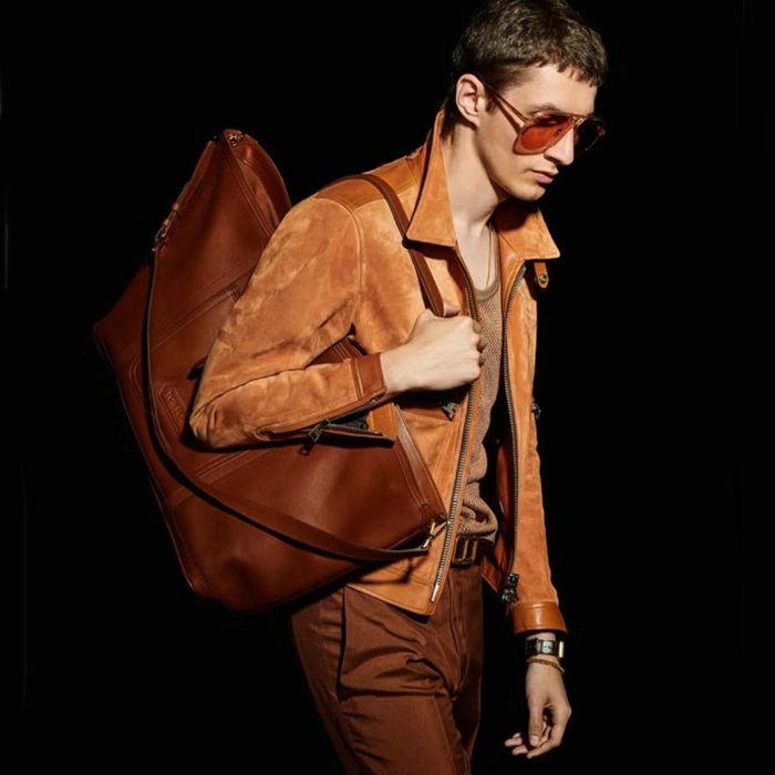 トムフォードメンズブラウンレザージャケットf63