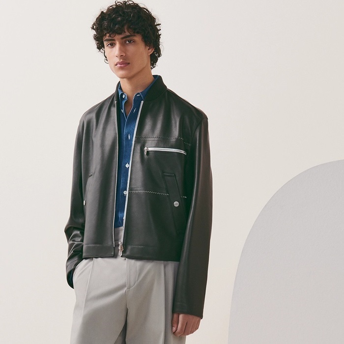 エルメスメンズブラックレザージャケットr270