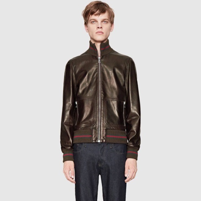 グッチメンズブラックレザージャケットu983