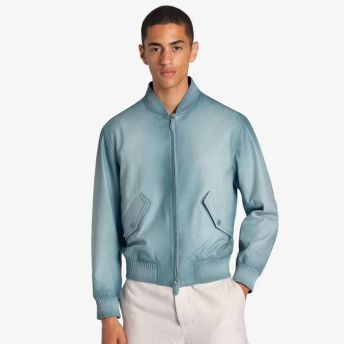 ベルルッティメンズブルーレザージャケットr201