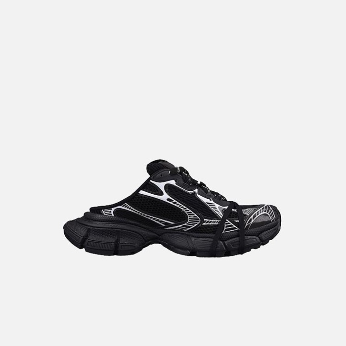 バレンシアガユニセックス3ブラックシルバーミュールスニーカーa599