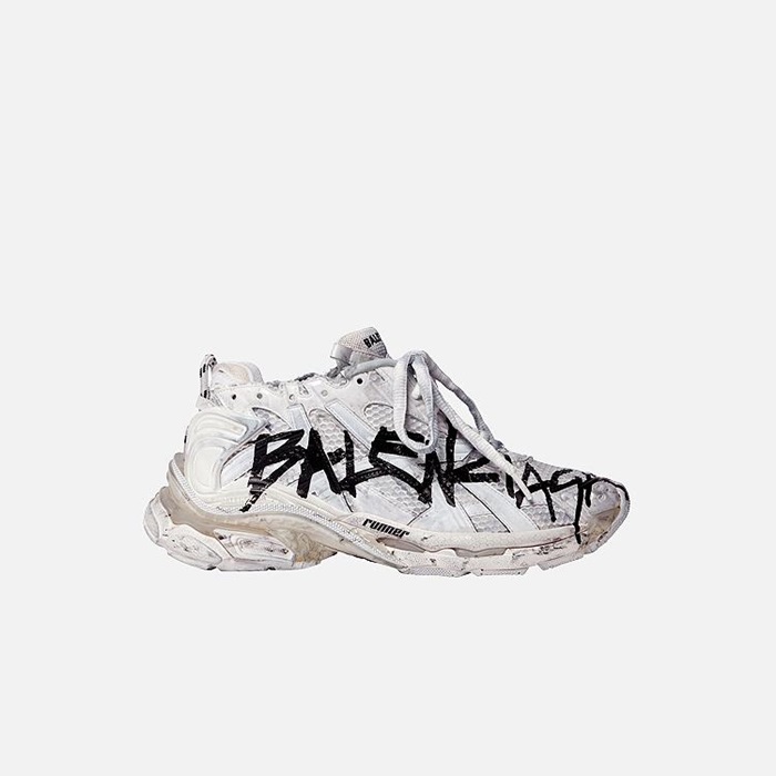 バレンシアガユニセックスランナーグラフィティホワイトスニーカーa604