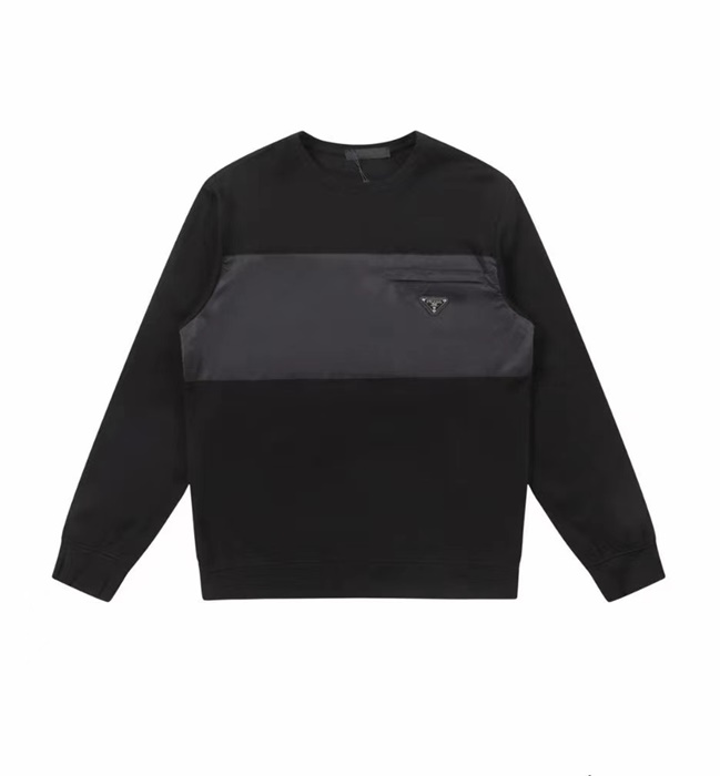 プラダメンズクルーネックブラックスウェットシャツr731