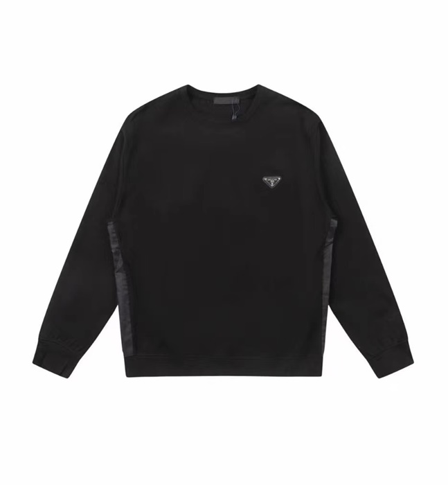 プラダメンズクルーネックブラックスウェットシャツr732