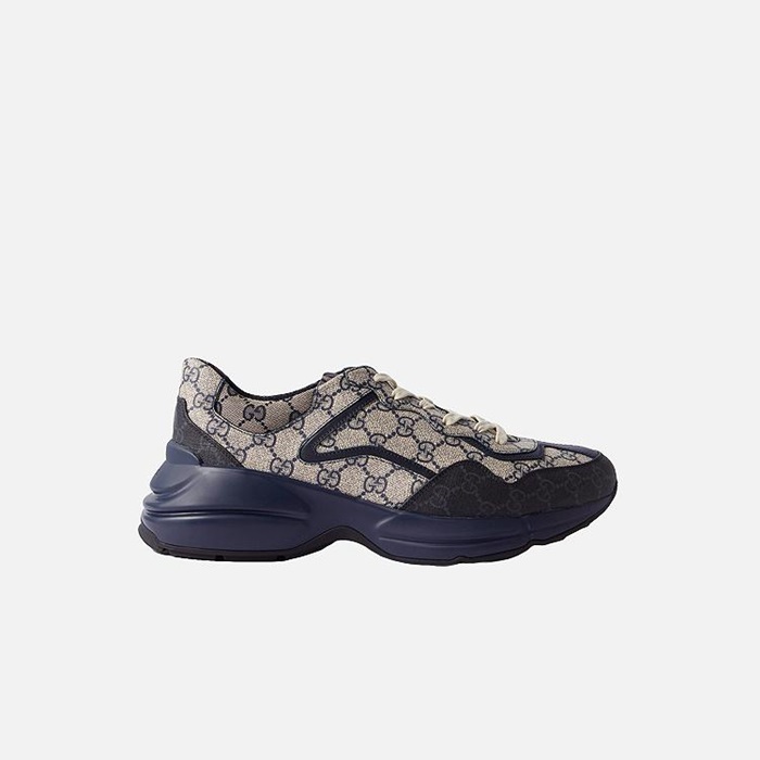 グッチユニセックスベージュ/ネイビースニーカーu994