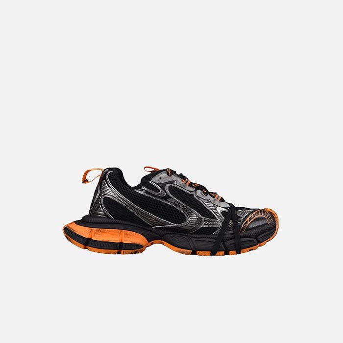 バレンシアガユニセックス3ブラック/オレンジスニーカーa652