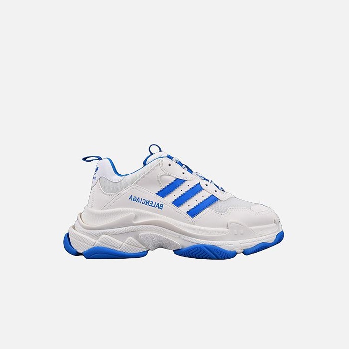 バレンシアガアディダスユニセックストリプルホワイトブルースニーカーa671