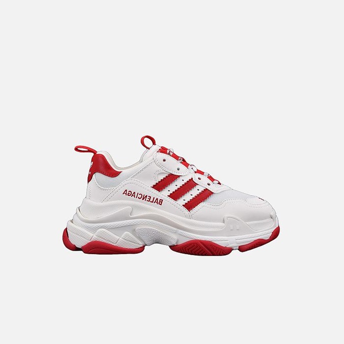 バレンシアガアディダスユニセックストリプルホワイトレッドスニーカーa672