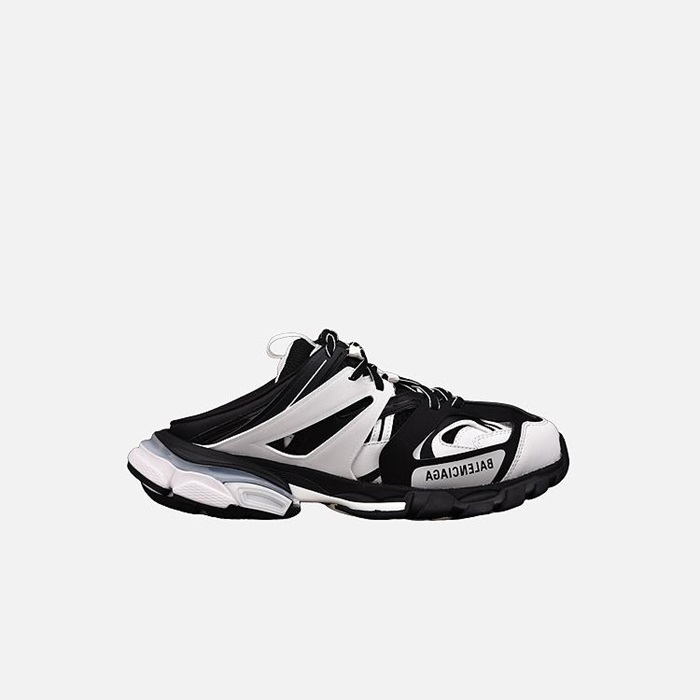 バレンシアガユニセックストラックホワイトブラックミュールスニーカーa679
