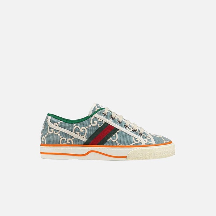 グッチユニセックステニス1977ブルー/オレンジスニーカーu998