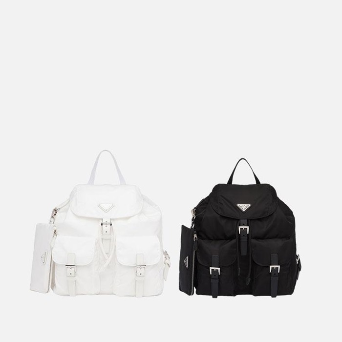 プラダユニセックスフラップポケットミディアムバックパックr742