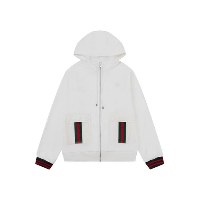 グッチメンズホワイトジップアップフーディu1008