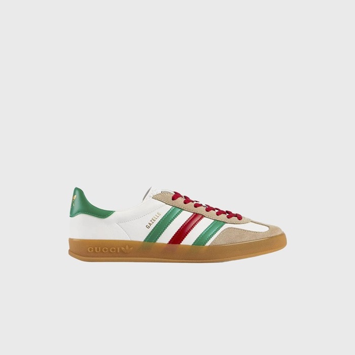 グッチアディダスユニセックスガゼルホワイト/グリーン/レッドスニーカーu1006