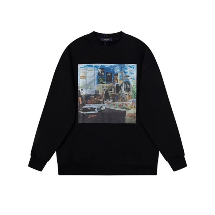 ルイヴィトンメンズブラックスウェットシャツv1913